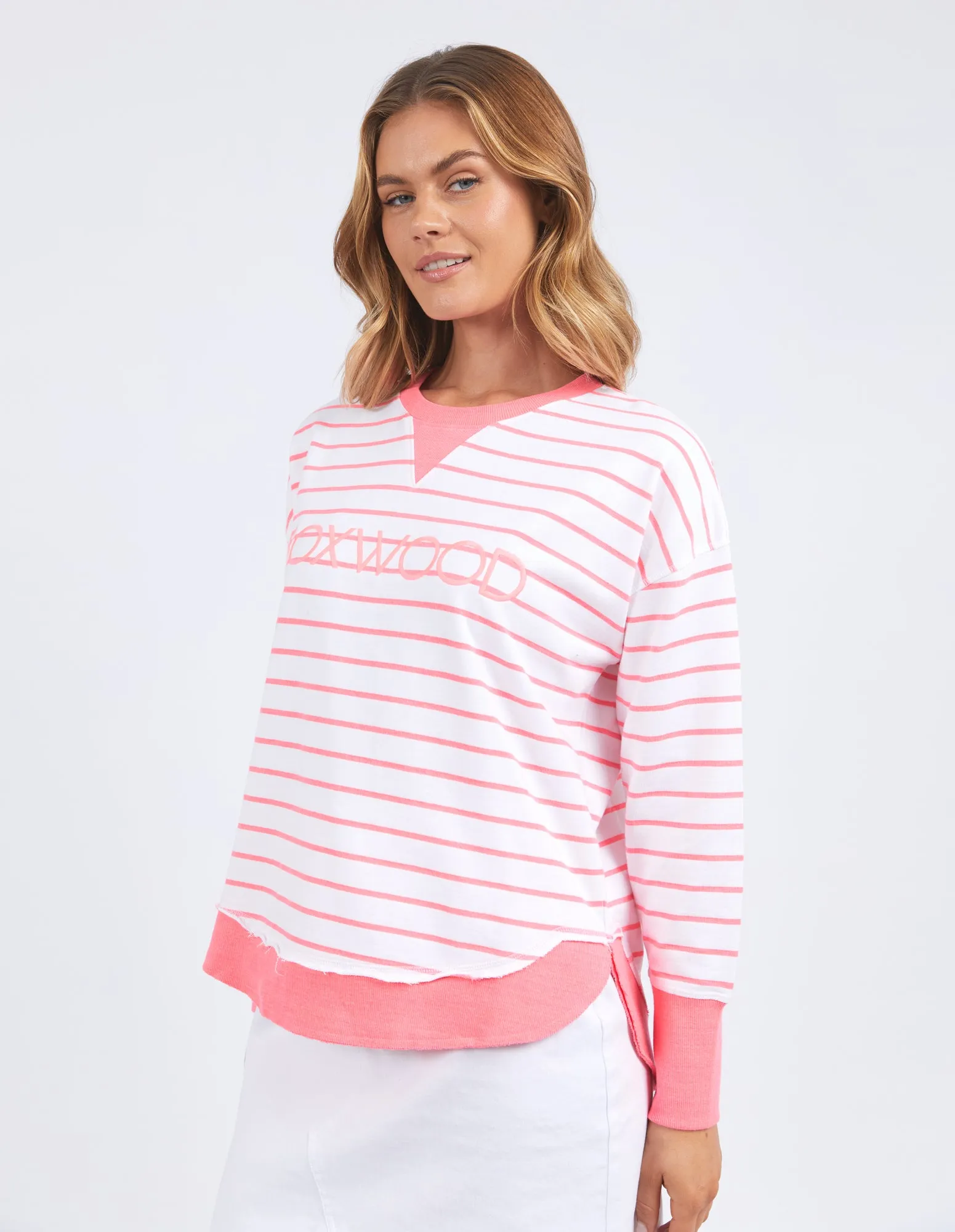Simplified Stripe Crew - Neon Pink sold by White & Co product image thumbnail 3