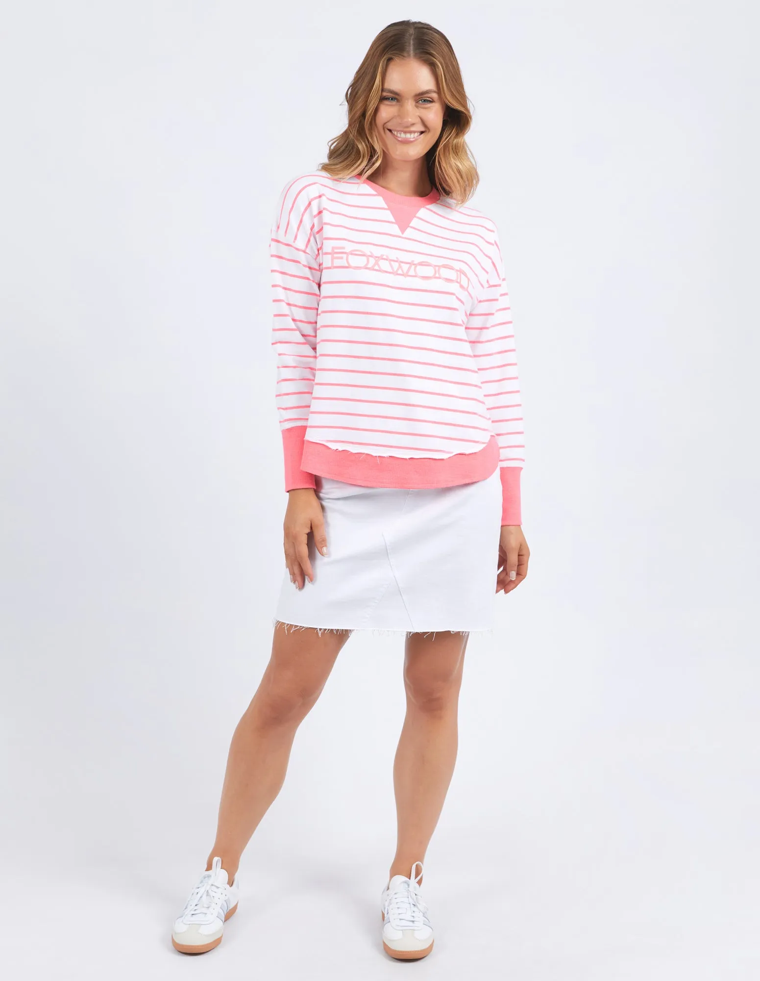 Simplified Stripe Crew - Neon Pink sold by White & Co product image thumbnail 2
