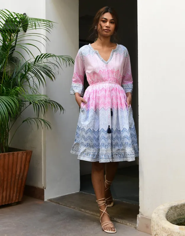 Aruba Mini Dress - Blue Pink sold by White & Co