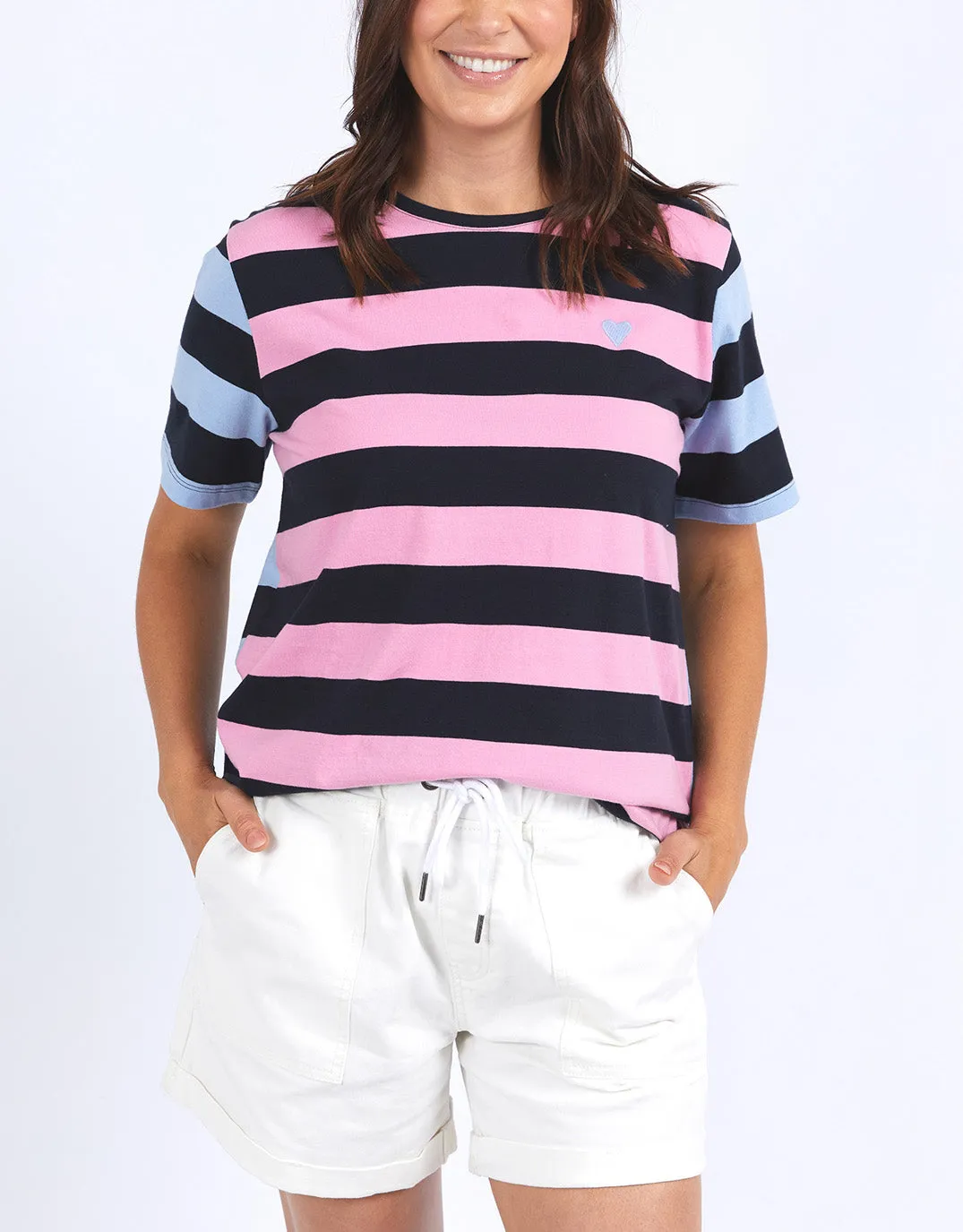 Eden Stripe Short Sleeve Tee - Blue/Navy & Pink/Navy Stripe sold by White & Co
