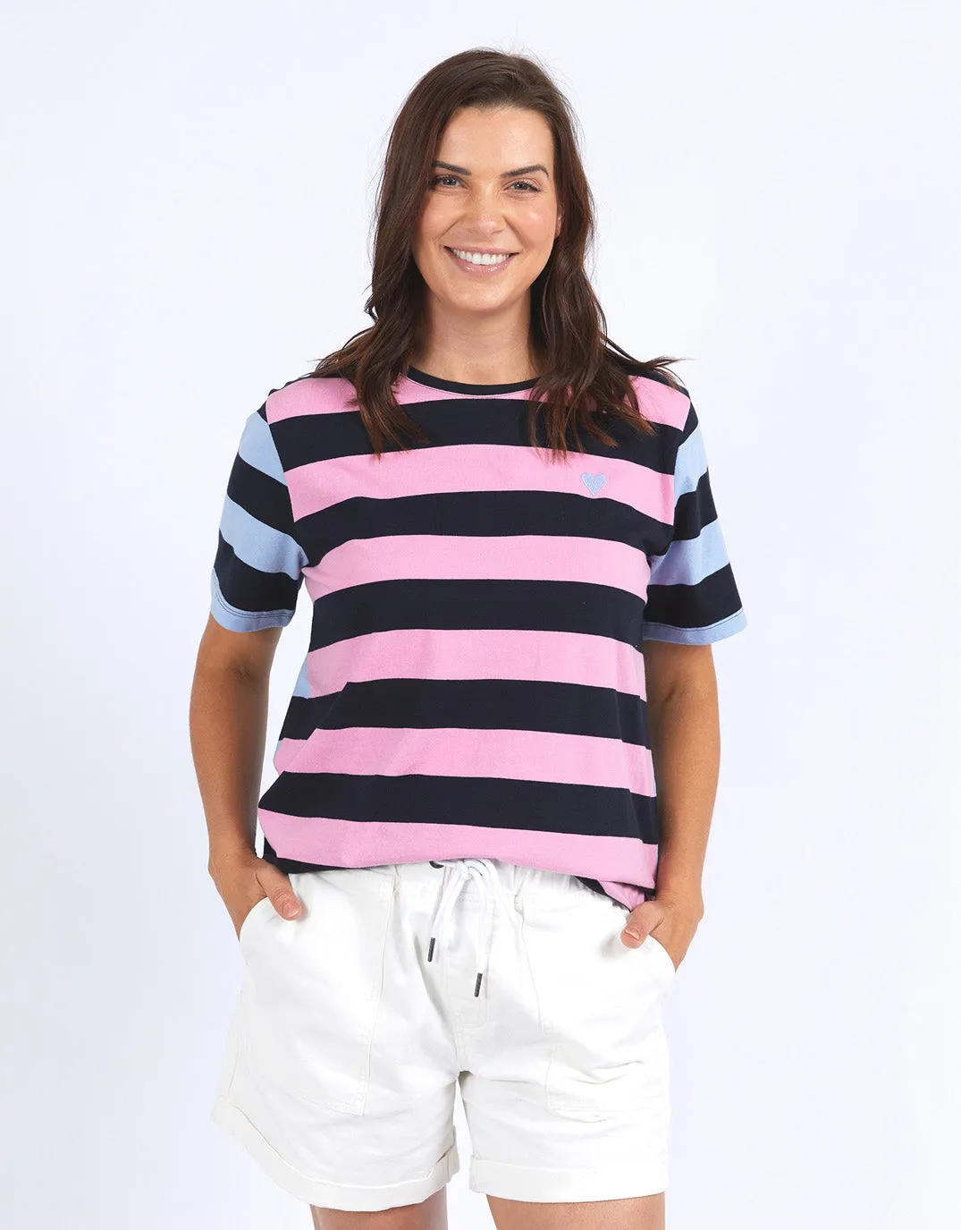 Eden Stripe Short Sleeve Tee - Blue/Navy & Pink/Navy Stripe sold by White & Co product image thumbnail 5