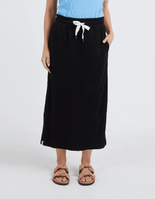Xanthe Rib Skirt - Black sold by White & Co