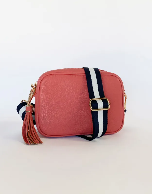 Zoe Crossbody Bag - Coral/Navy White Stripe sold by White & Co