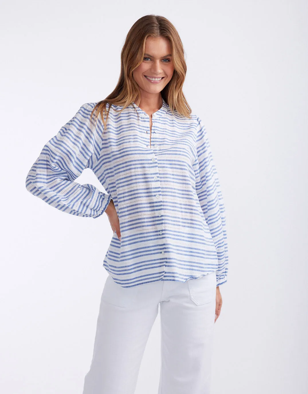 Malibu Blouse - Blue/White Stripe sold by White & Co product image thumbnail 5