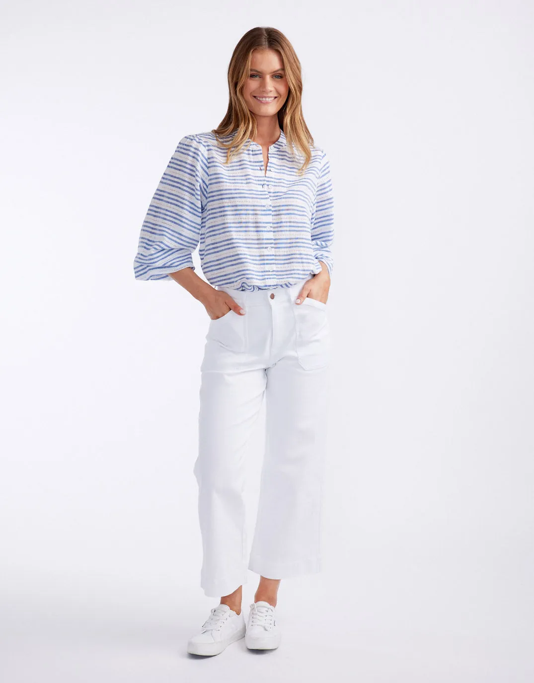 Malibu Blouse - Blue/White Stripe sold by White & Co product image thumbnail 4