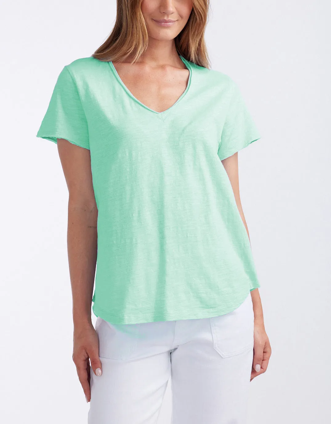 Original V Neck T-Shirt - Honeydew Mint sold by White & Co