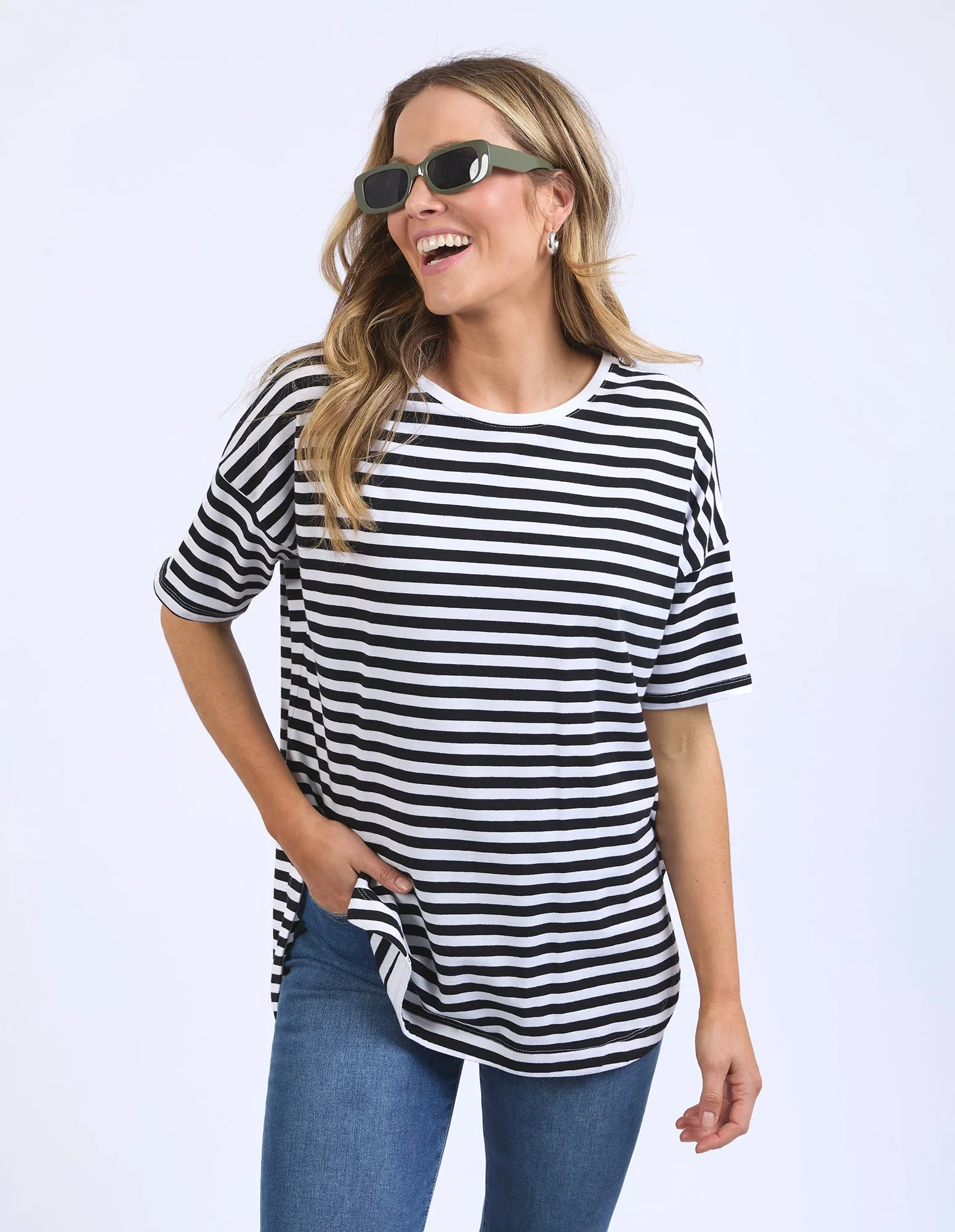 Lauren Short Sleeve Tee - Black/White Stripe sold by White & Co product image thumbnail 2