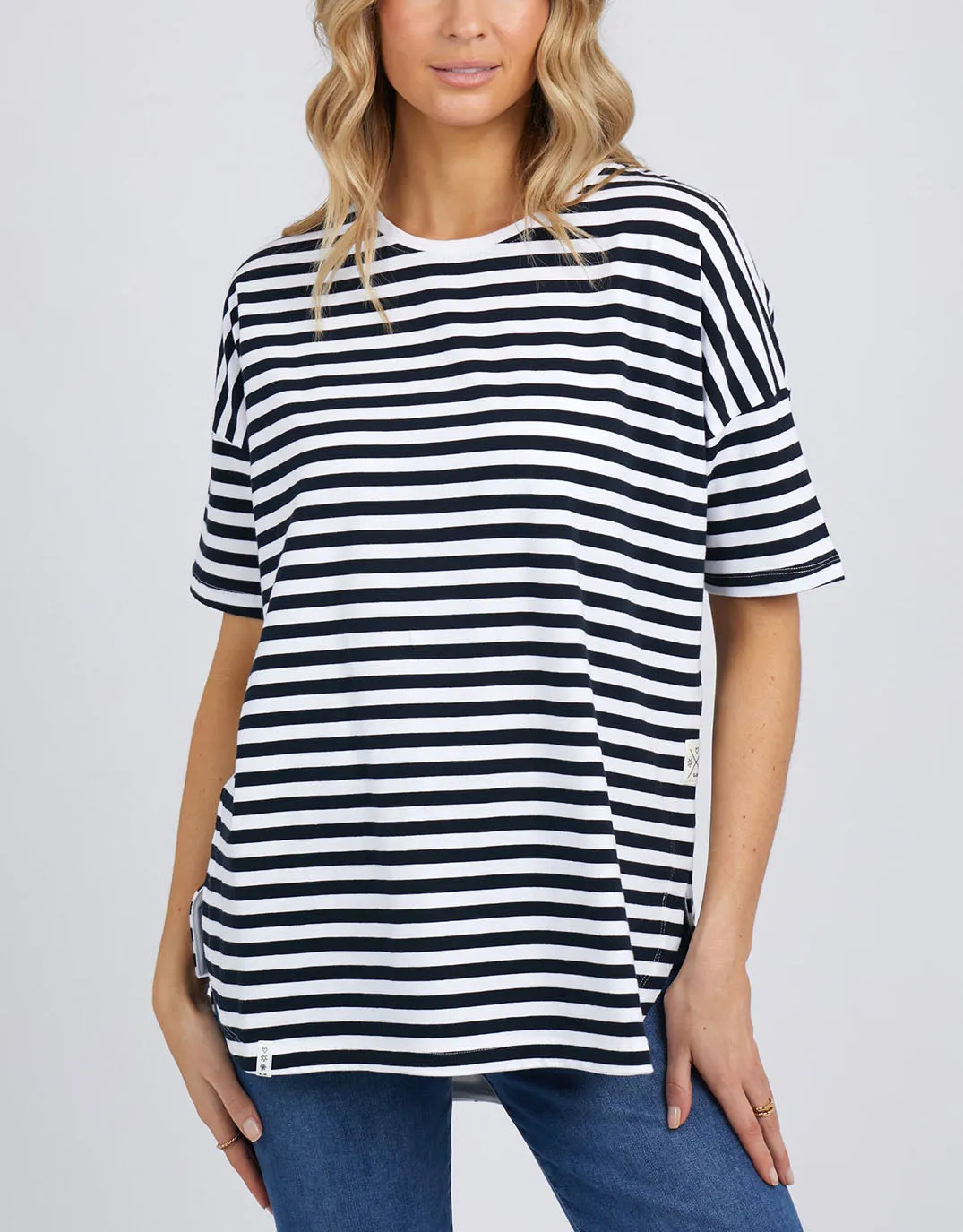 Lauren Short Sleeve Tee - Black/White Stripe sold by White & Co