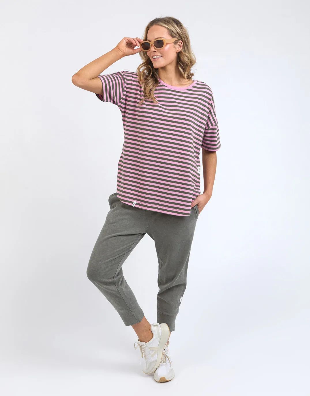 Lauren Short Sleeve Tee - Pretty Pink & Clover Stripe sold by White & Co product image thumbnail 3