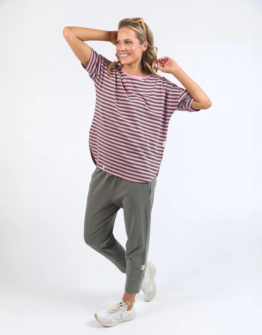 Lauren Short Sleeve Tee - Pretty Pink & Clover Stripe sold by White & Co product image thumbnail 2