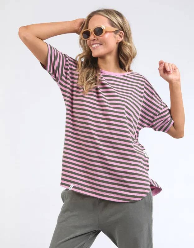 Lauren Short Sleeve Tee - Pretty Pink & Clover Stripe sold by White & Co