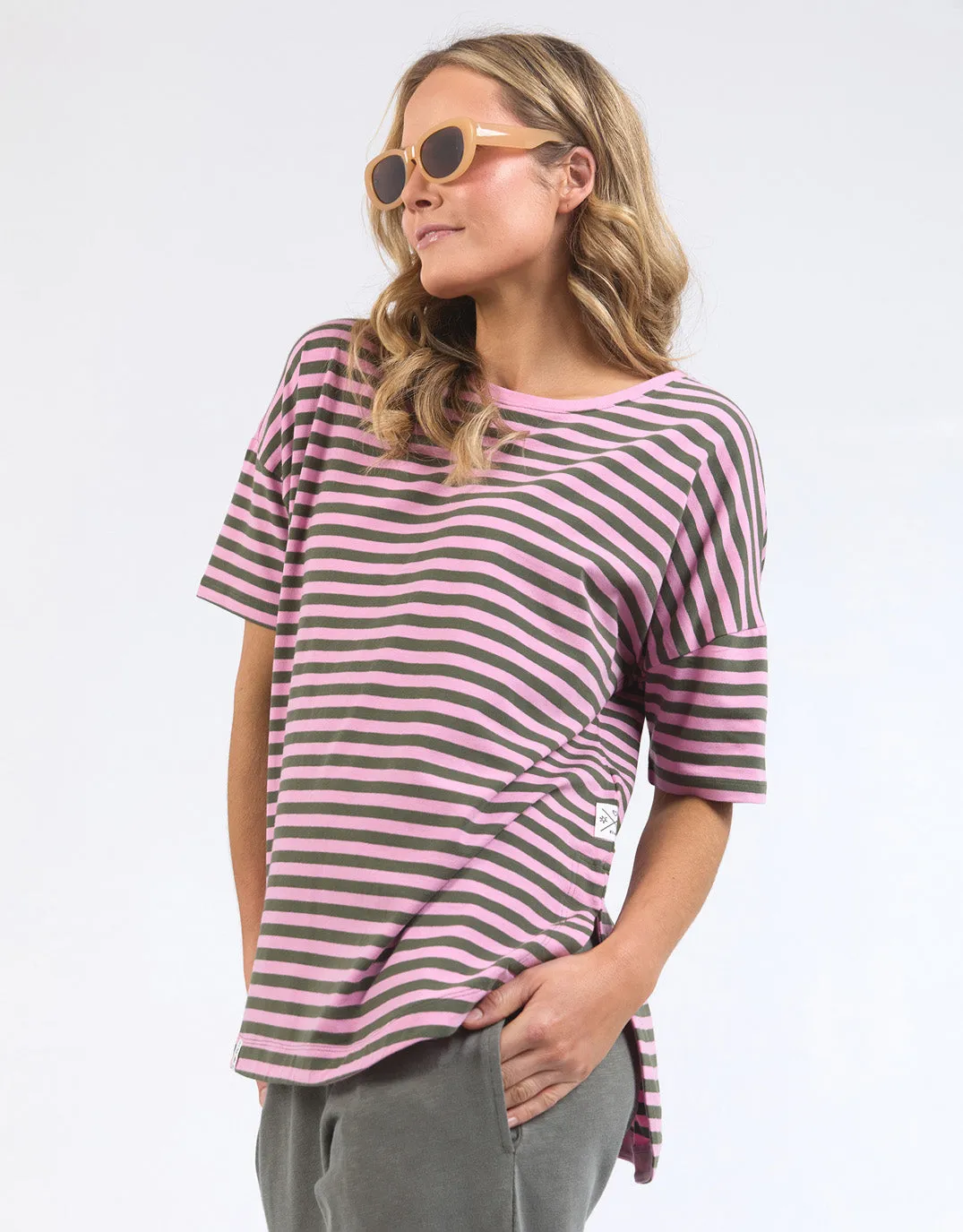 Lauren Short Sleeve Tee - Pretty Pink & Clover Stripe sold by White & Co product image thumbnail 4