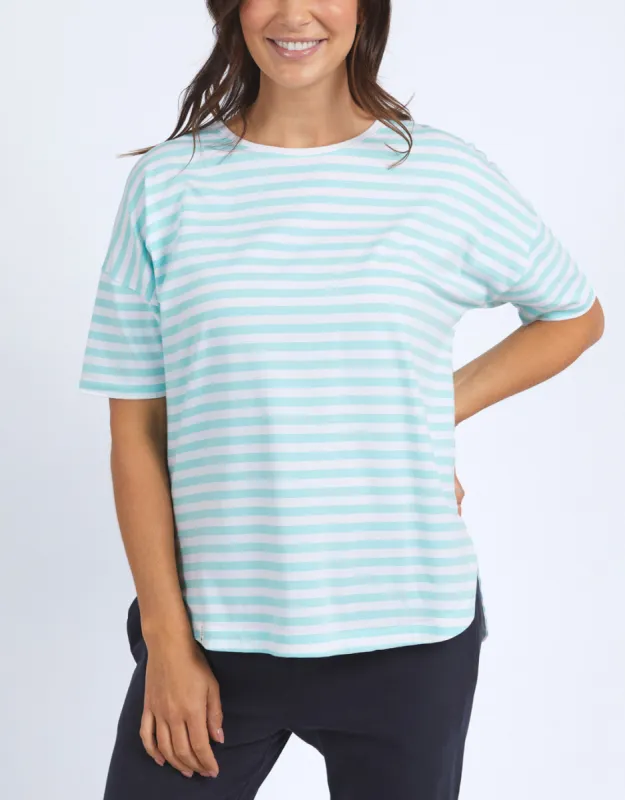 Lauren Short Sleeve Tee - Tonic Blue/White Stripe sold by White & Co