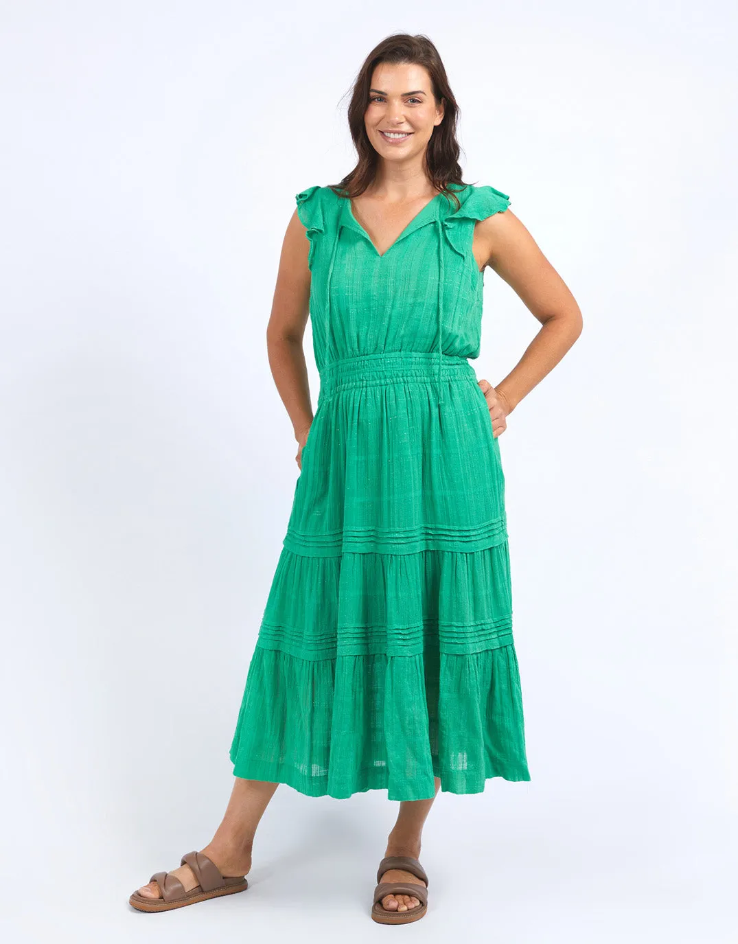 Isabella Midi Dress - Greenbriar sold by White & Co product image thumbnail 4