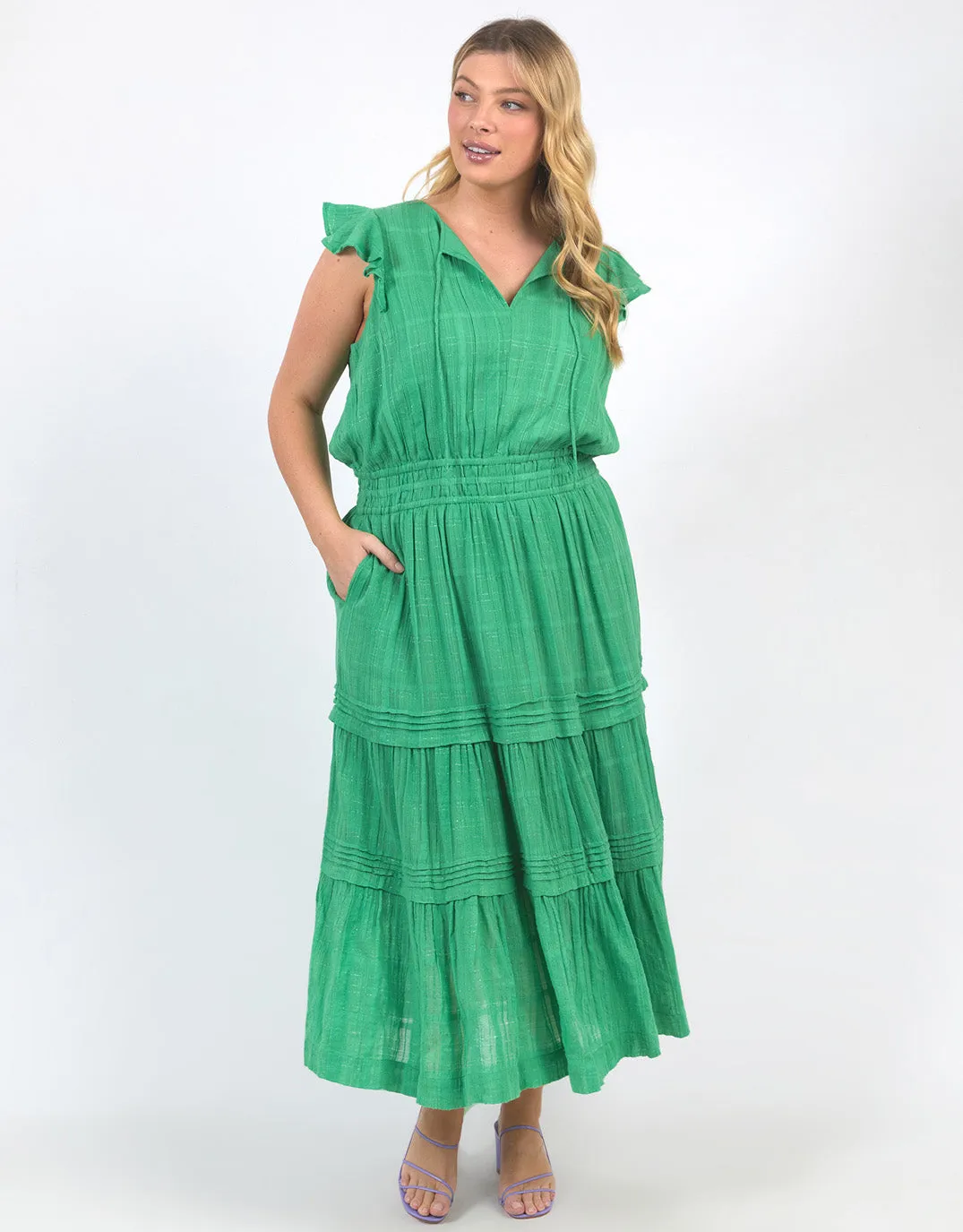 Isabella Midi Dress - Greenbriar sold by White & Co product image thumbnail 3