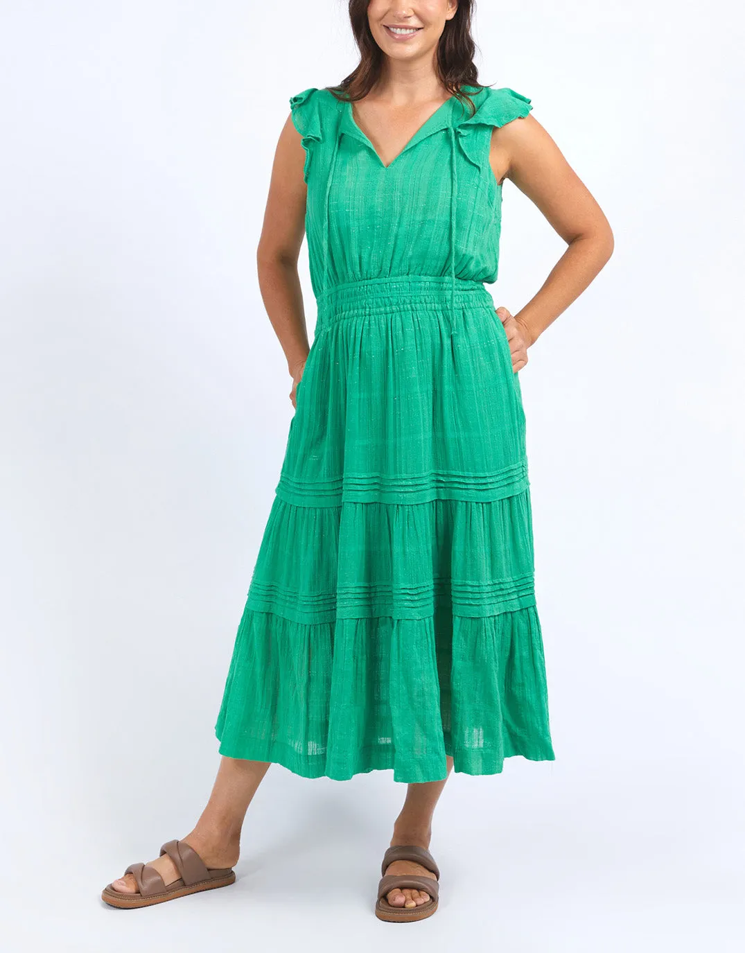 Isabella Midi Dress - Greenbriar sold by White & Co