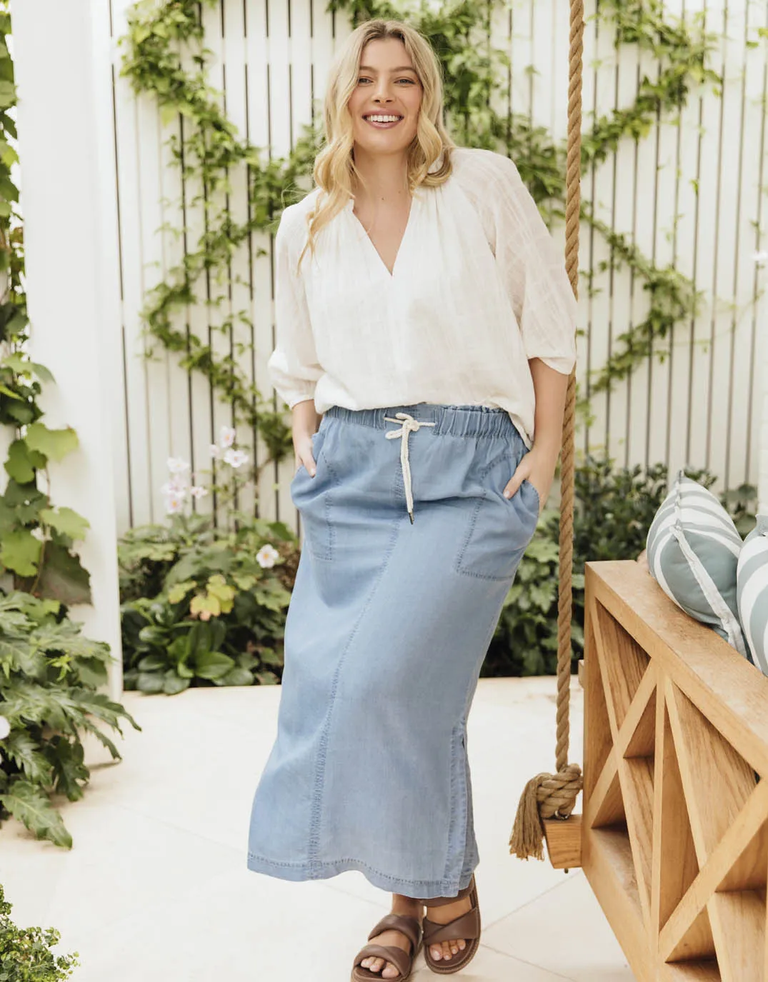 Penny Utility Skirt - Mid Blue Wash sold by White & Co product image thumbnail 2