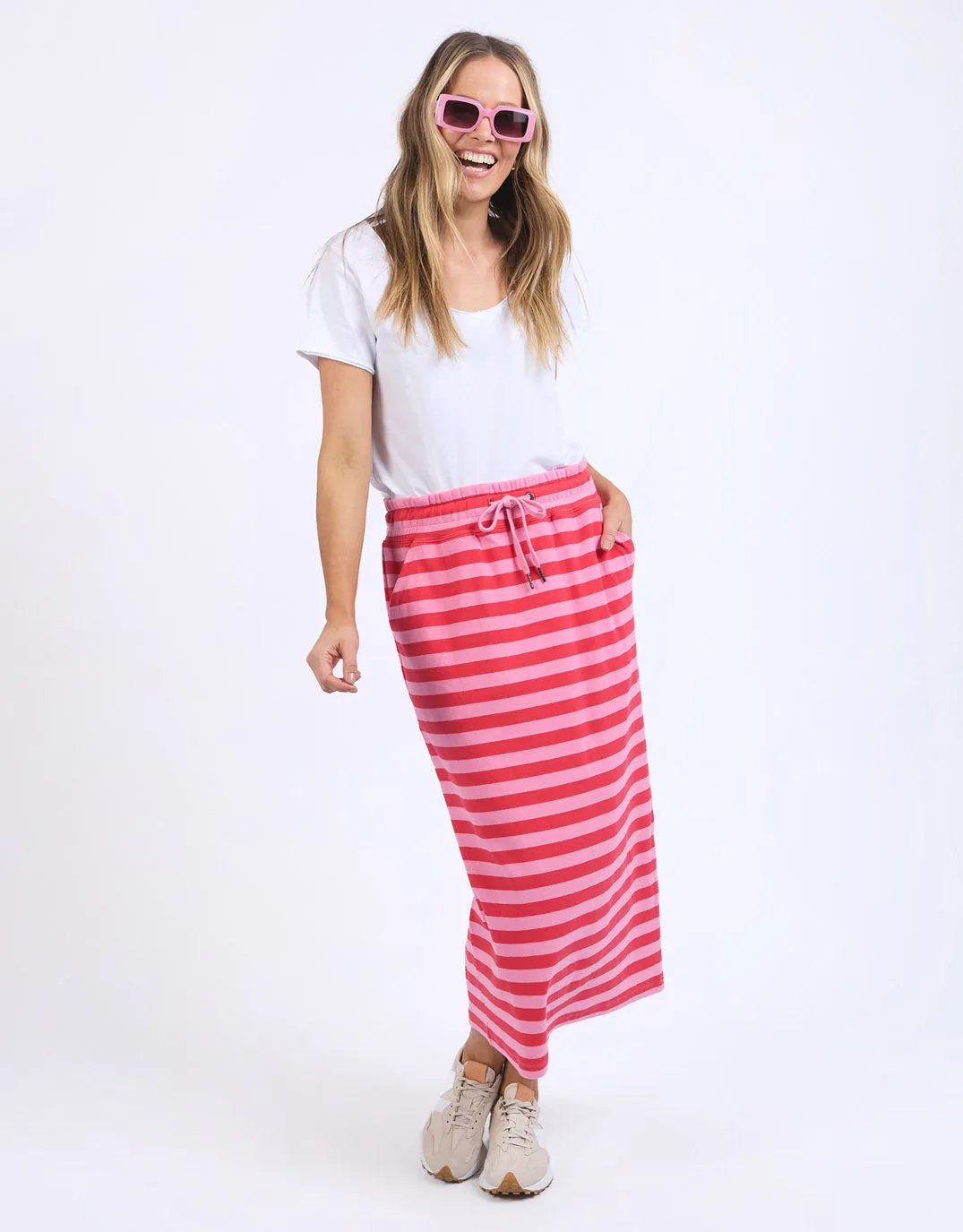 Sunset Stripe Skirt - Bittersweet & Strawberry Pink Stripe sold by White & Co product image thumbnail 3