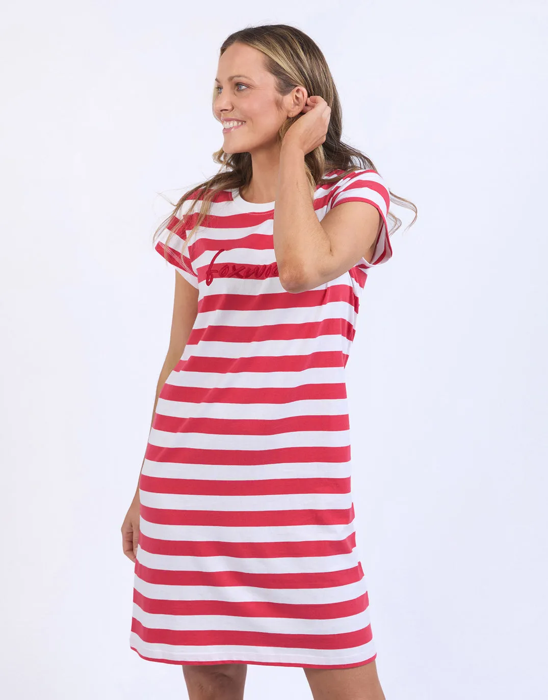 Signature Stripe Tee Dress - Crimson sold by White & Co product image thumbnail 2