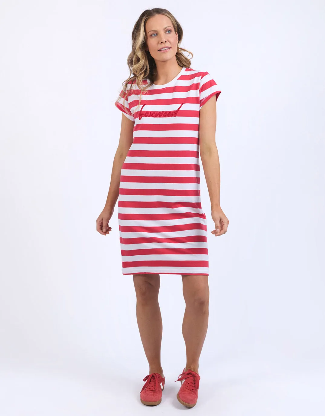 Signature Stripe Tee Dress - Crimson sold by White & Co product image thumbnail 5