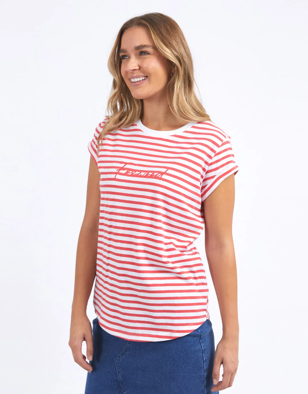 Signature Stripe Tee - Cayenne & White Stripe sold by White & Co product image thumbnail 5