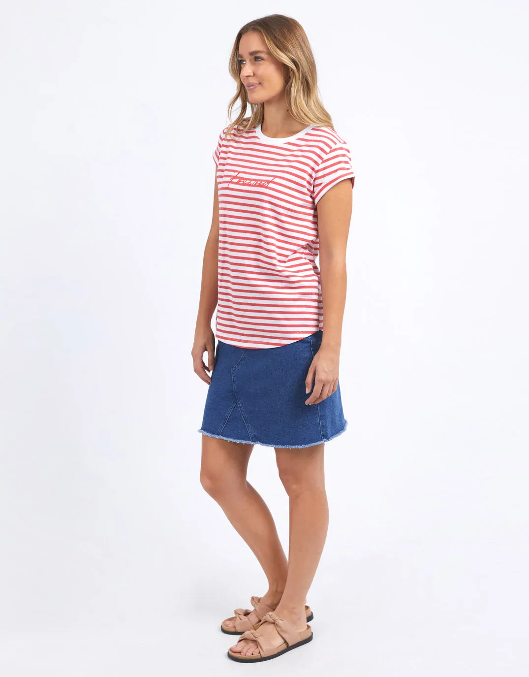 Signature Stripe Tee - Cayenne & White Stripe sold by White & Co product image thumbnail 4