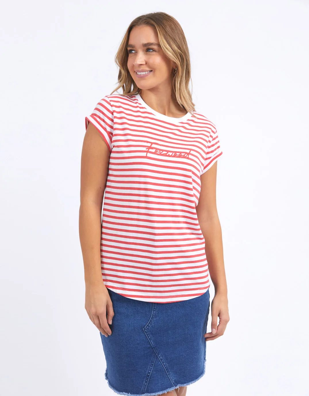 Signature Stripe Tee - Cayenne & White Stripe sold by White & Co product image thumbnail 2