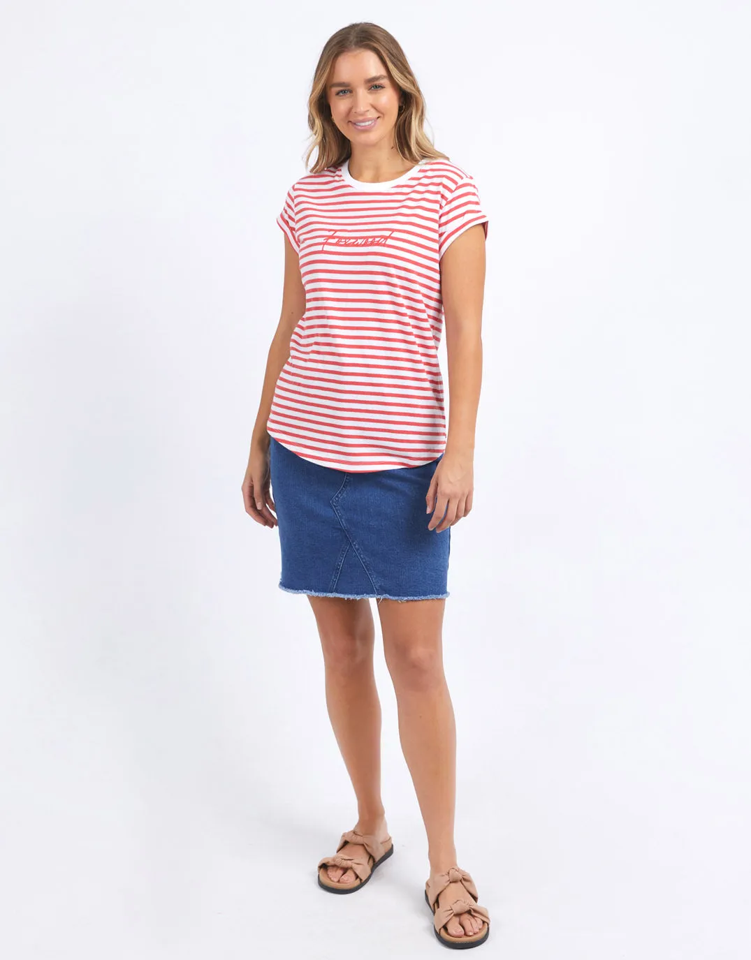 Signature Stripe Tee - Cayenne & White Stripe sold by White & Co product image thumbnail 3
