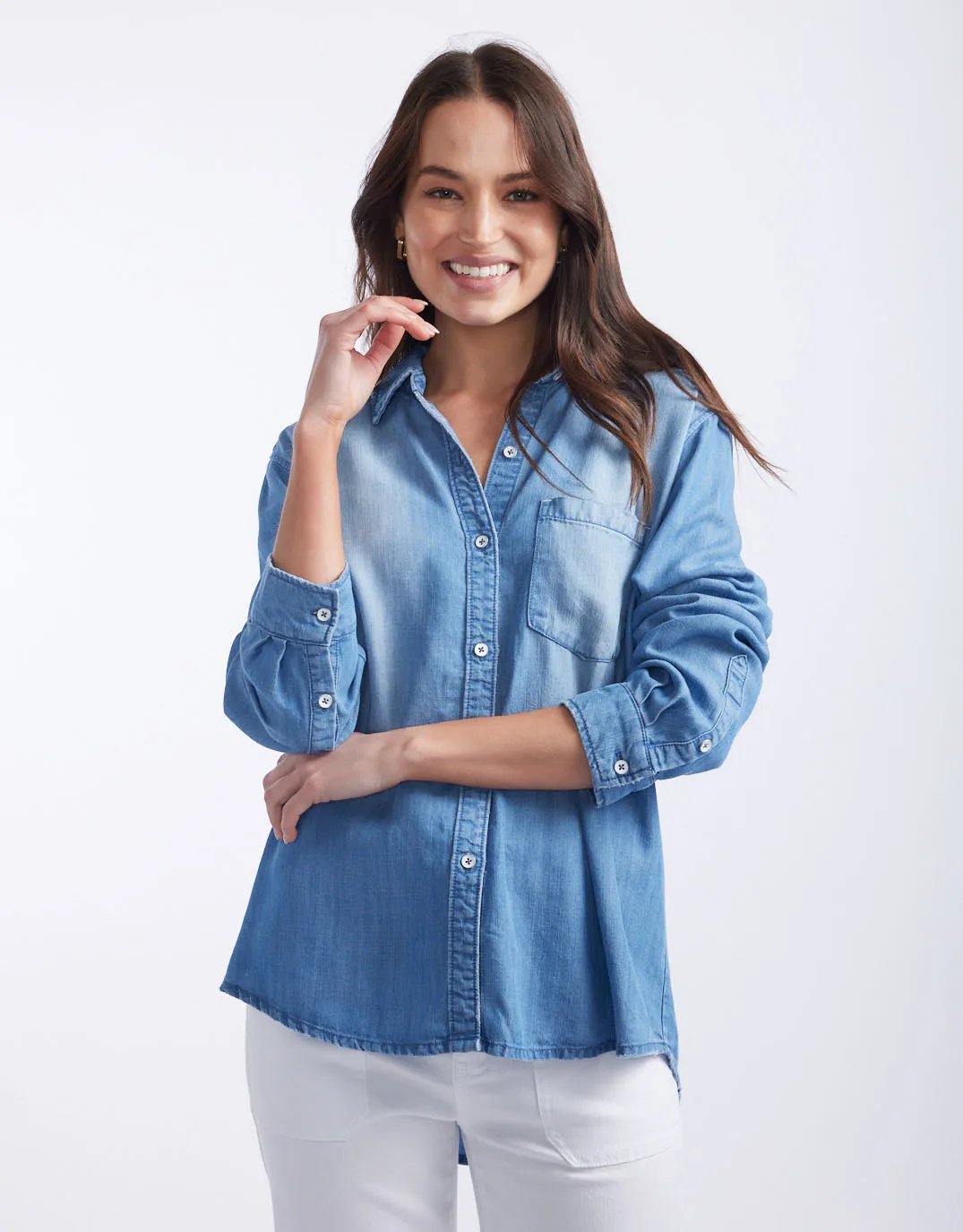 Ava Vintage Shirt - Denim sold by White & Co product image thumbnail 3