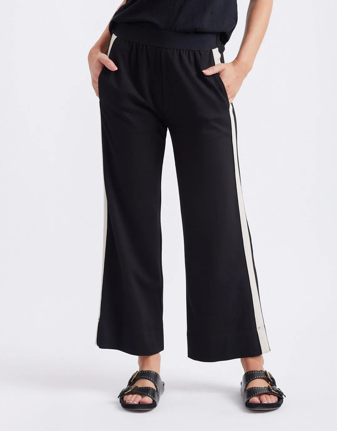 Timeless 7/8 Ponte Pant - Black/Beige Stripe sold by White & Co product image thumbnail 2