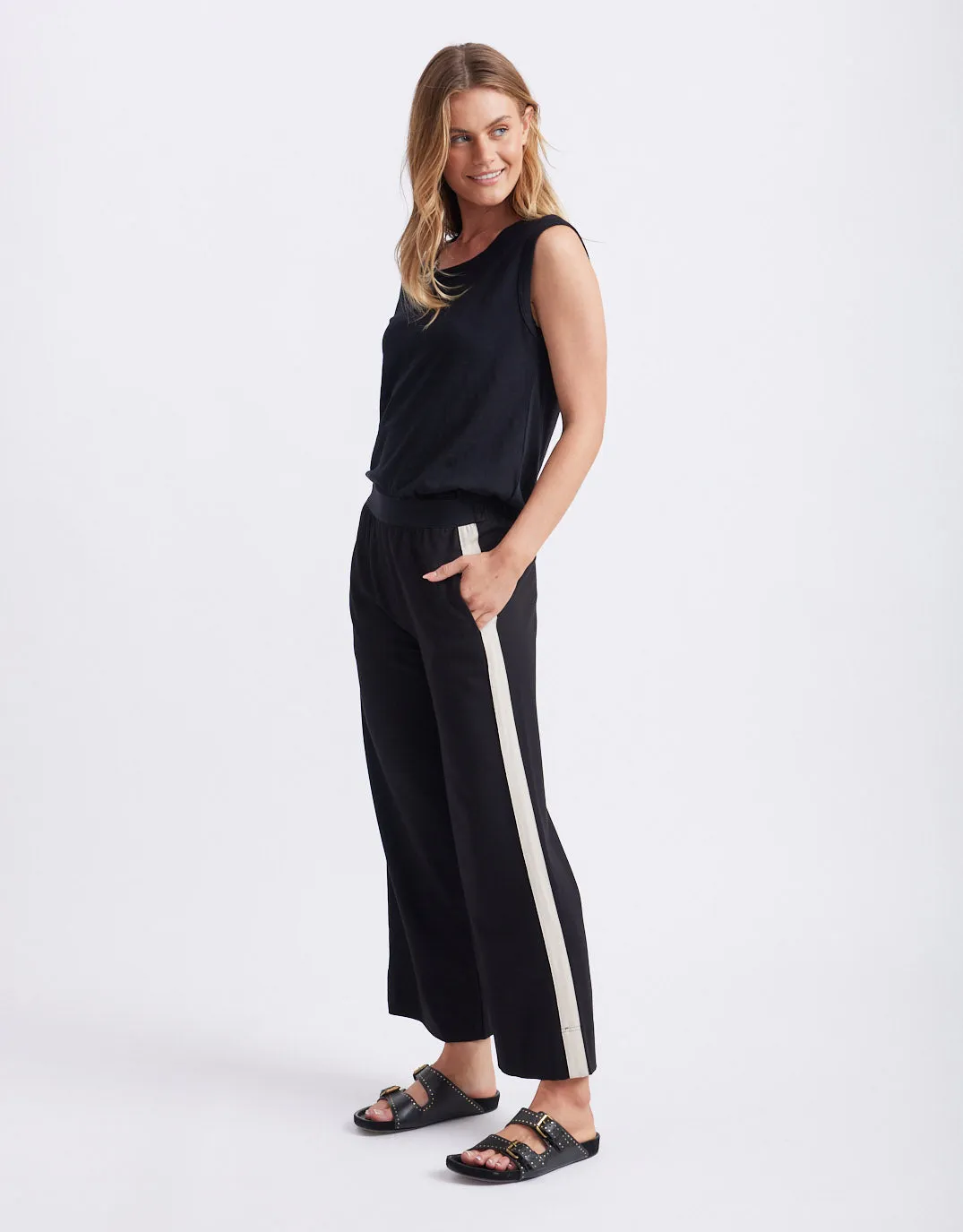 Timeless 7/8 Ponte Pant - Black/Beige Stripe sold by White & Co product image thumbnail 3