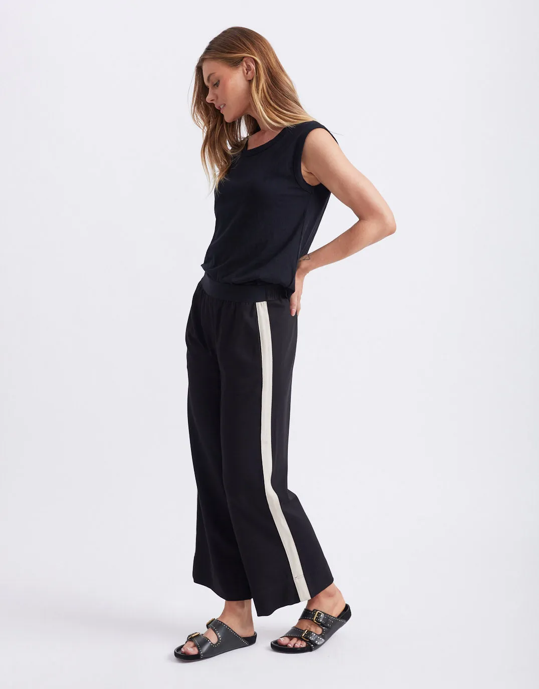 Timeless 7/8 Ponte Pant - Black/Beige Stripe sold by White & Co product image thumbnail 4