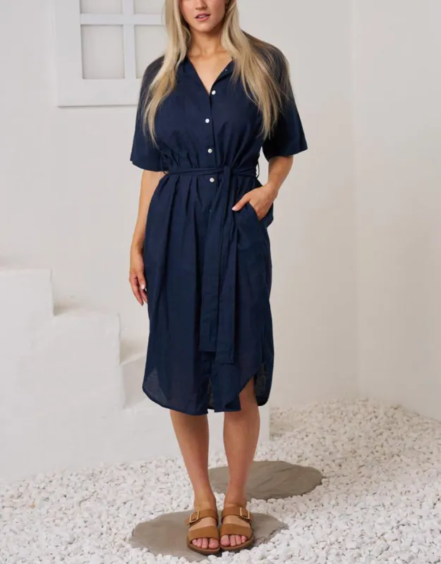 Rove Midi Shirt Dress - Navy sold by White & Co