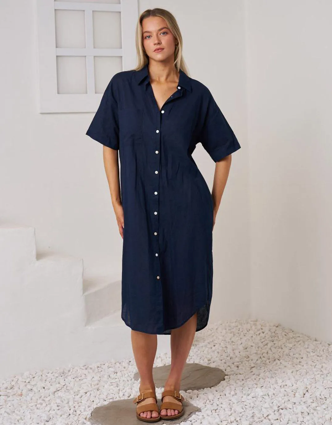 Rove Midi Shirt Dress - Navy sold by White & Co product image thumbnail 2