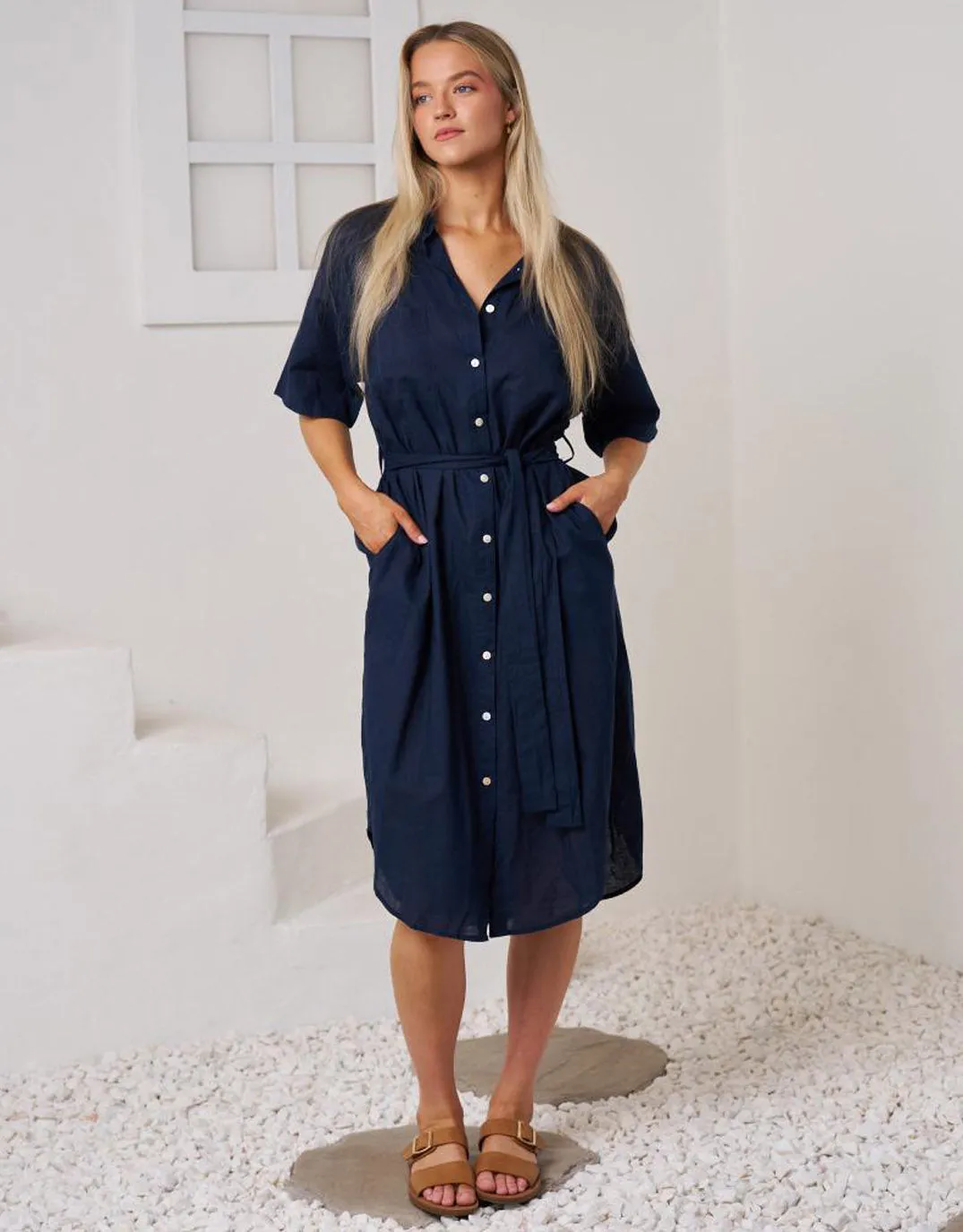 Rove Midi Shirt Dress - Navy sold by White & Co product image thumbnail 4