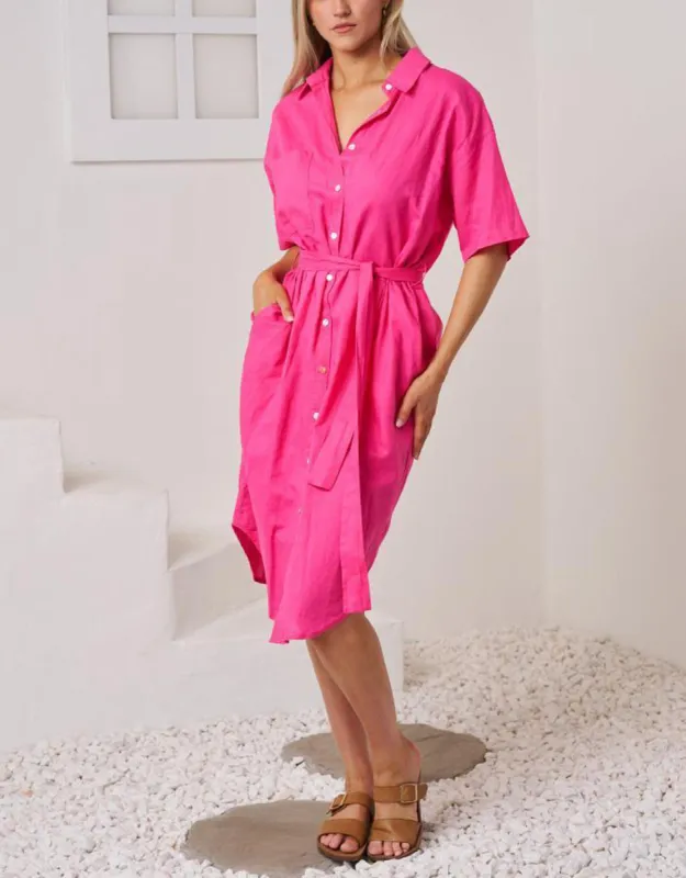 Rove Midi Shirt Dress - Pink sold by White & Co