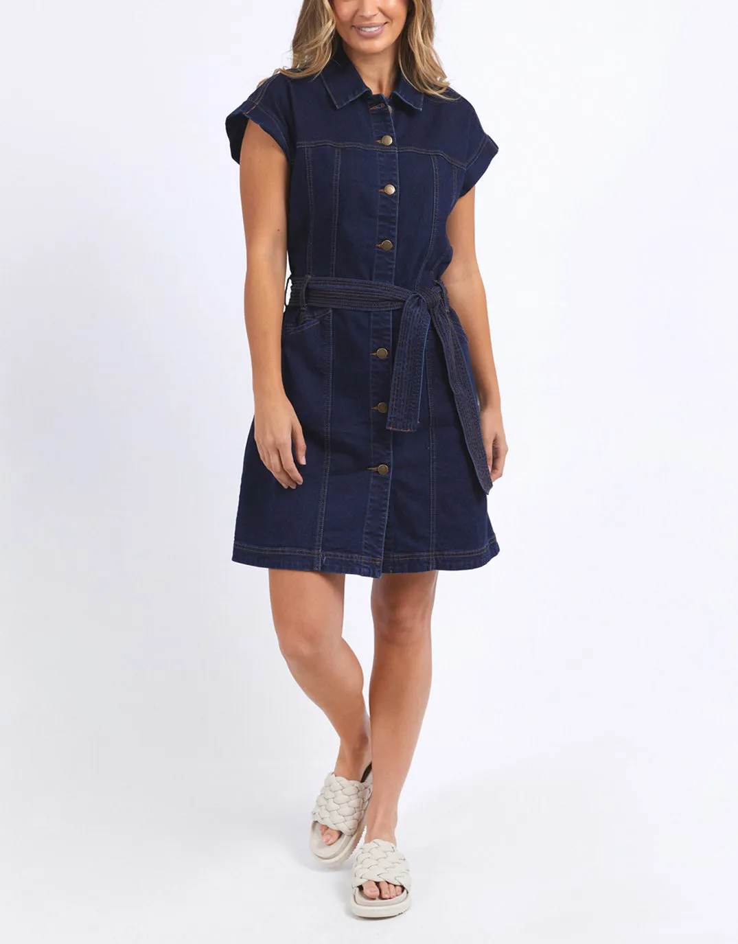 Heidi Dress - Dark Blue Denim sold by White & Co