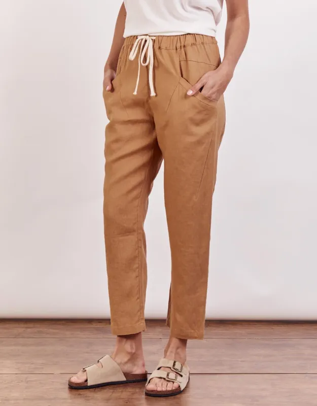 Luxe Linen Pants - Caramel sold by White & Co