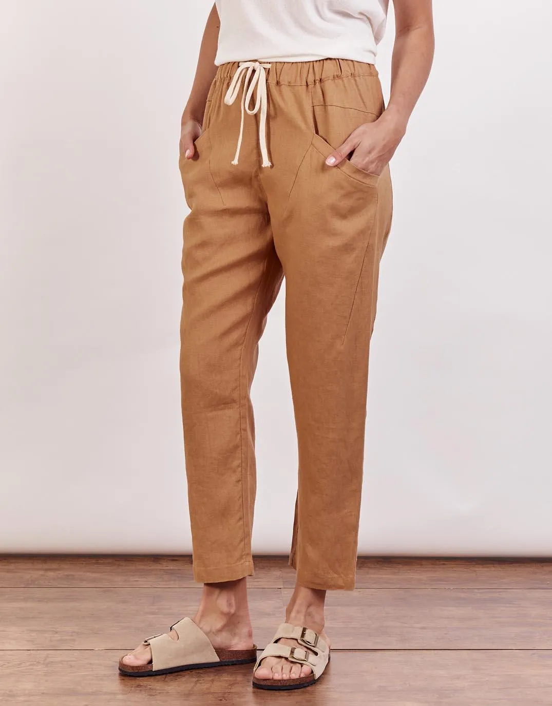 Luxe Linen Pants - Caramel sold by White & Co