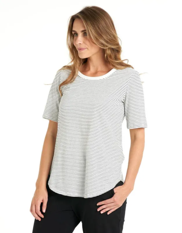 Ariana Tee - White/Black Stripe sold by White & Co