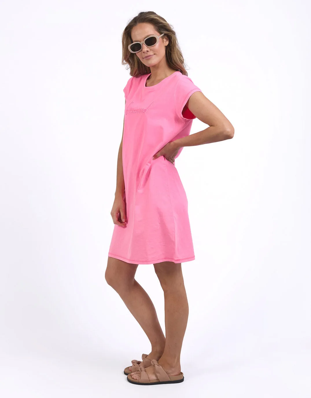 Signature Embroidery Tee Dress - Neon Rose sold by White & Co product image thumbnail 2
