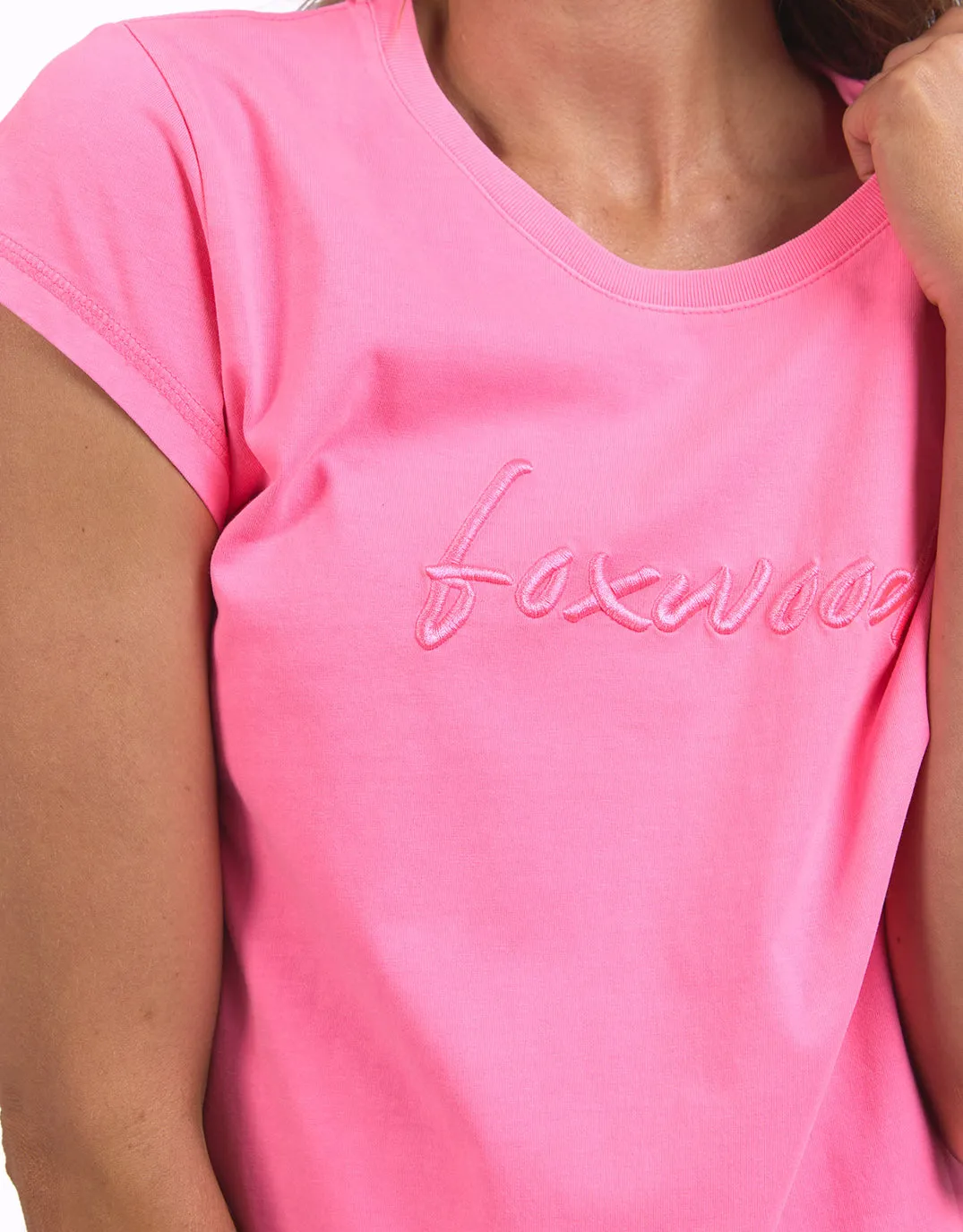 Signature Embroidery Tee Dress - Neon Rose sold by White & Co product image thumbnail 5