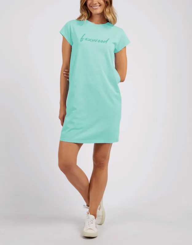 Signature Embroidery Tee Dress - Neon Mint sold by White & Co