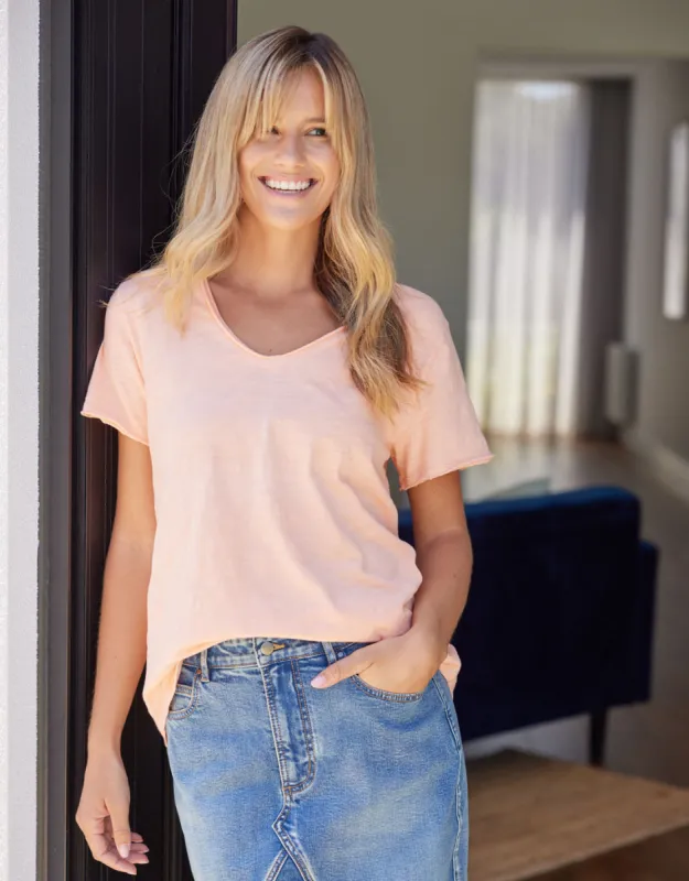 Summer Vee Tee - Sorbet Orange sold by White & Co