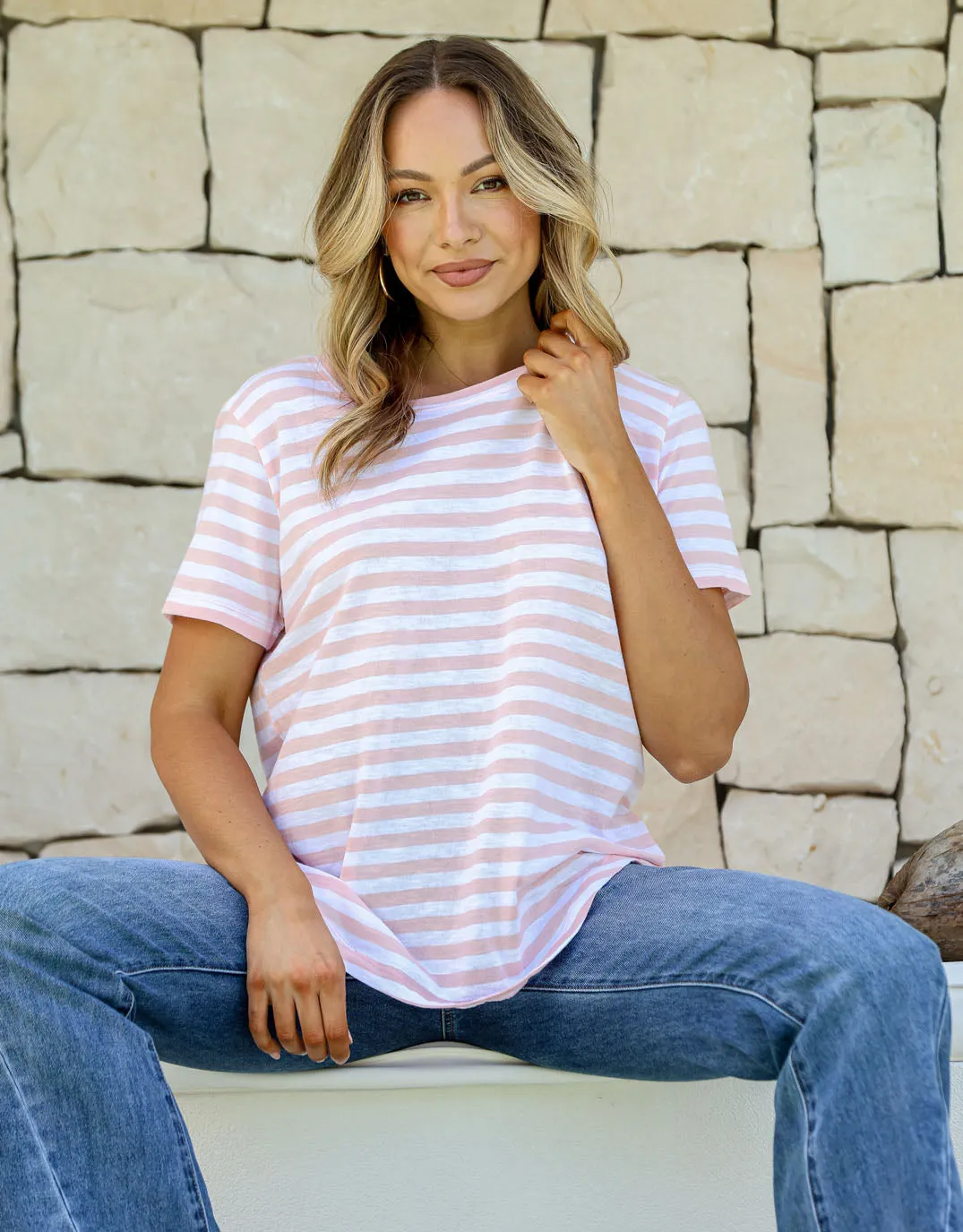 Stripe T-Shirt - Soft Pink/White Stripe sold by White & Co product image thumbnail 3