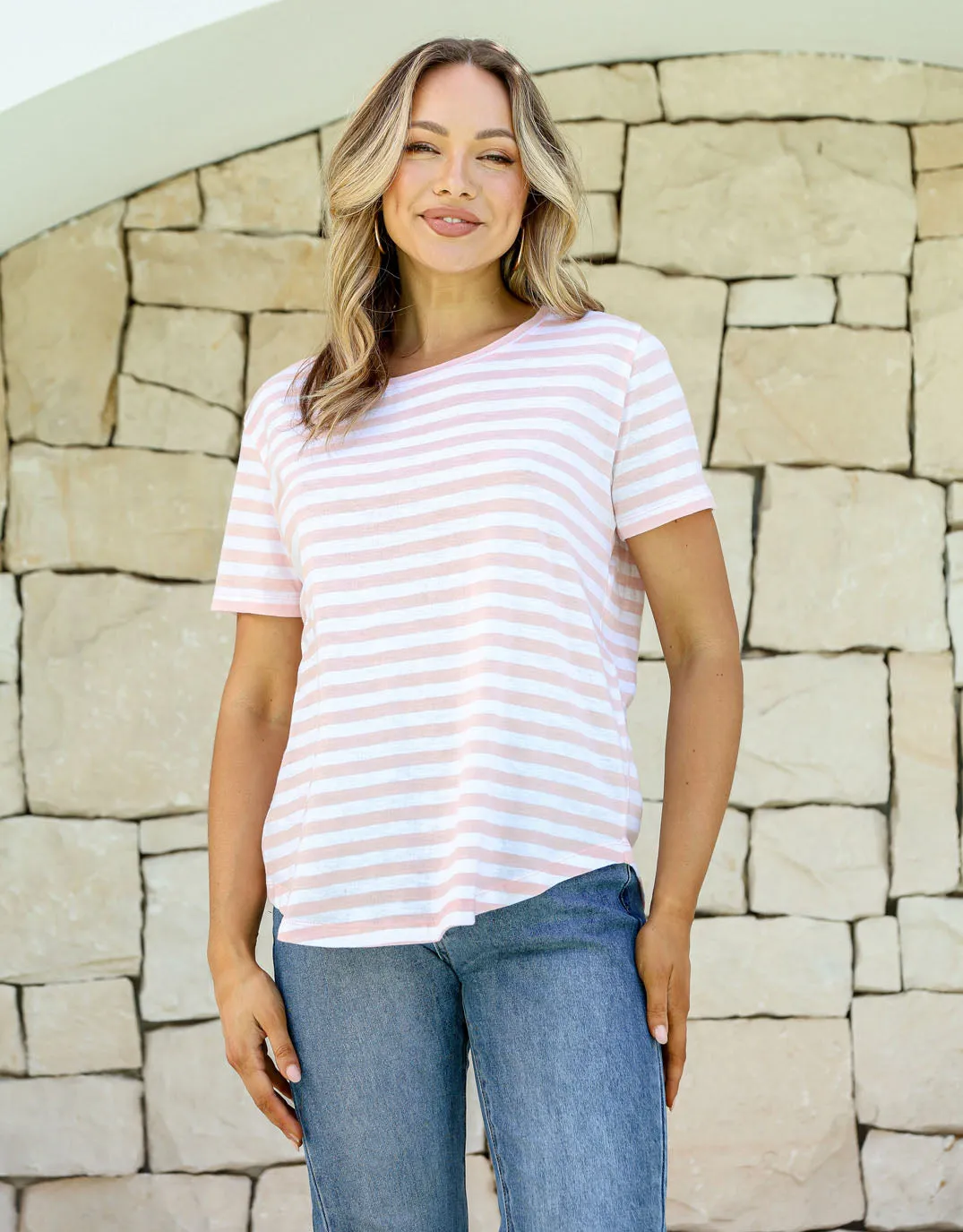 Stripe T-Shirt - Soft Pink/White Stripe sold by White & Co product image thumbnail 5