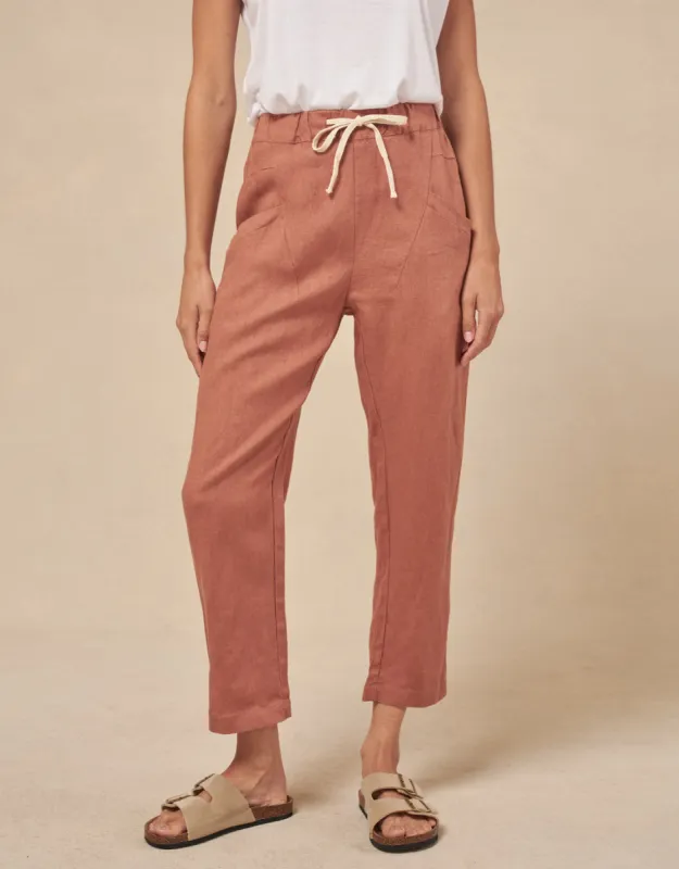 Luxe Linen Pants - Terracotta sold by White & Co
