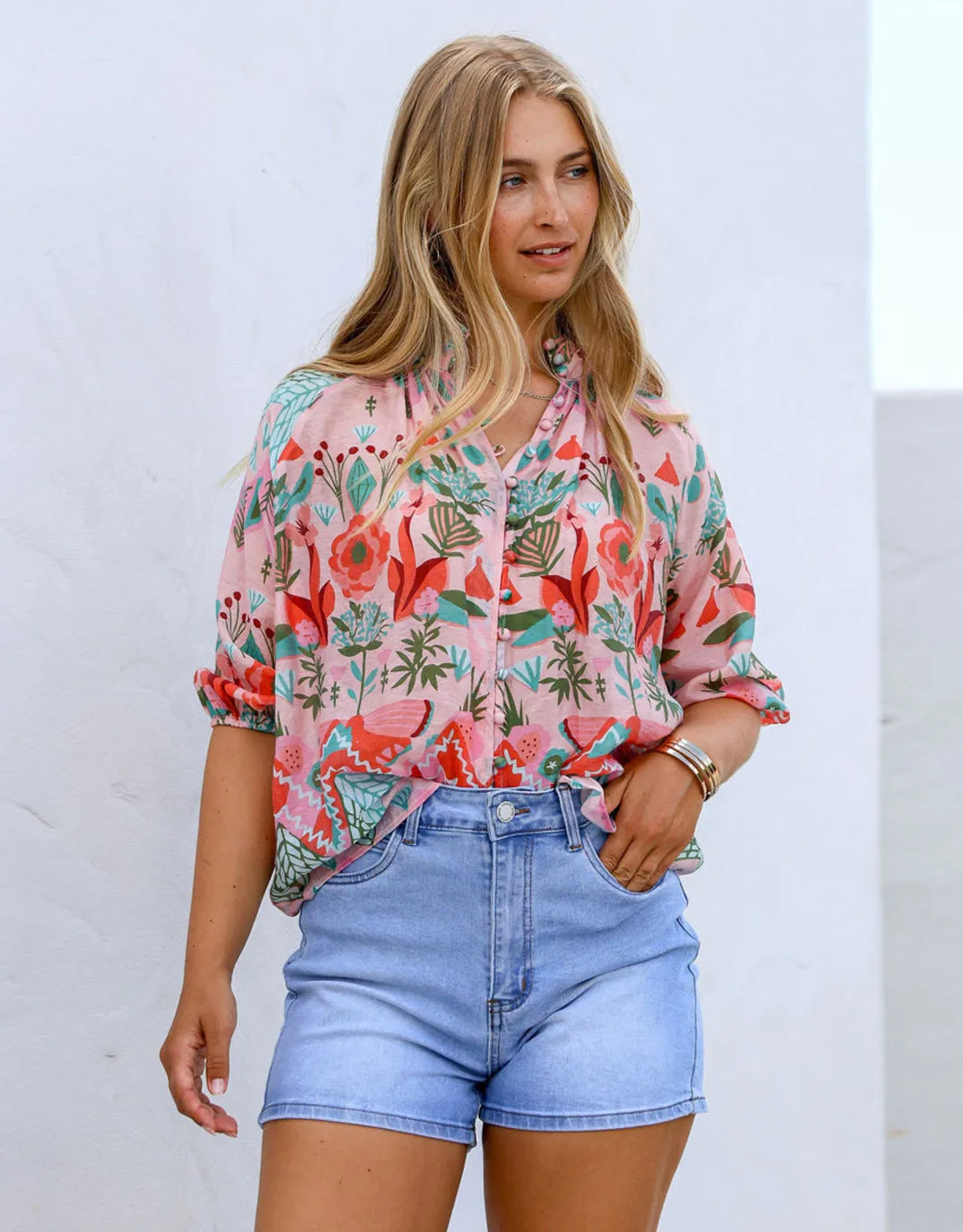 Ziggy Button Blouse - Pink Print sold by White & Co product image thumbnail 2