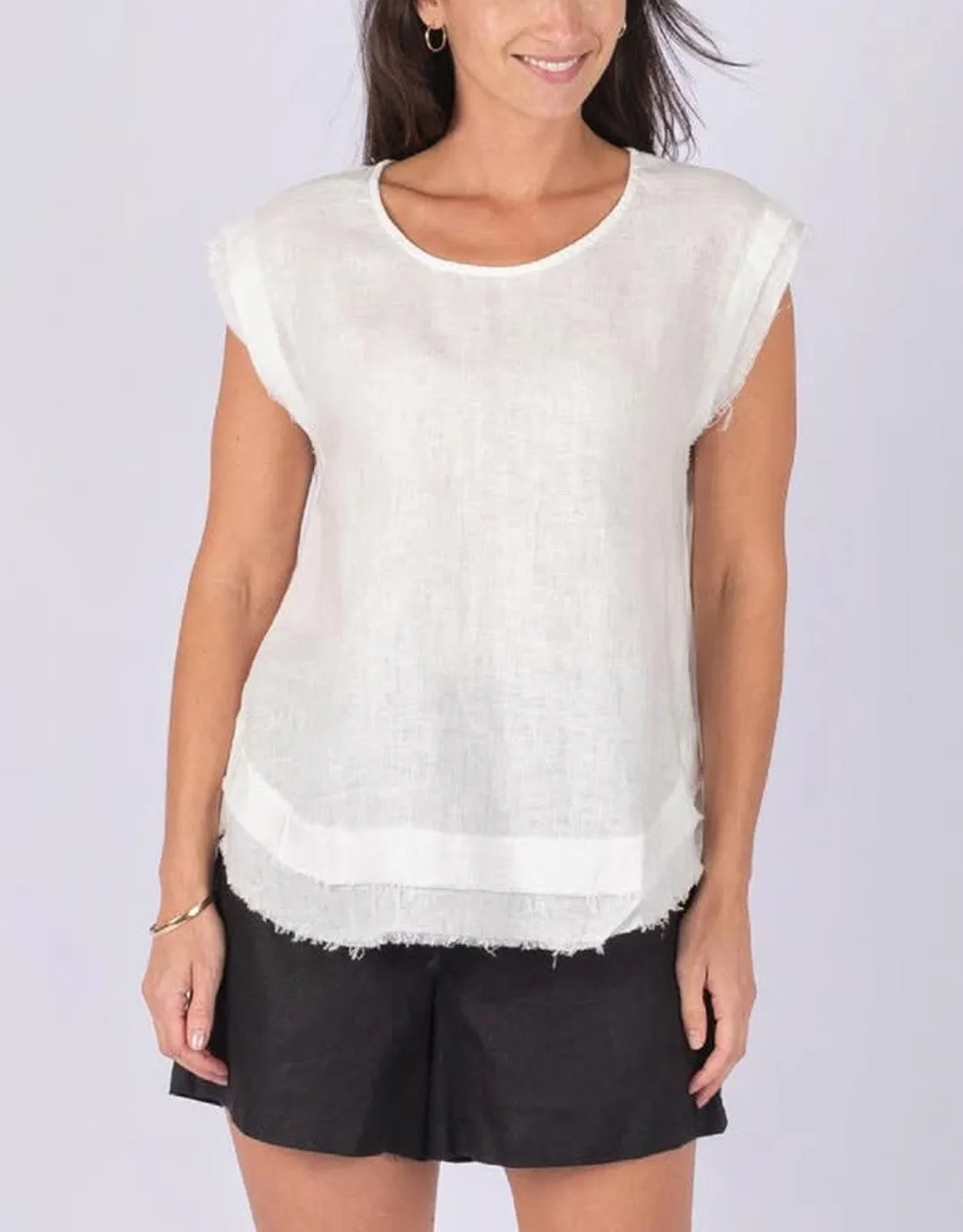 Linen Shell Top - White sold by White & Co