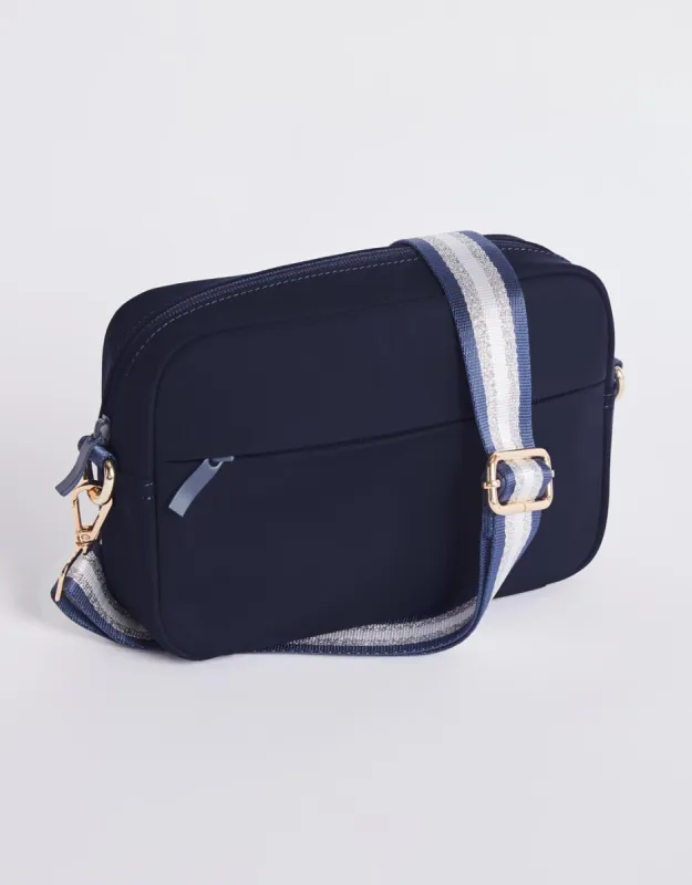 Off-Duty Crossbody Bag - Navy/Silver sold by White & Co
